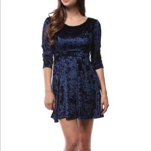 Paper Crane  Blue Velvet Fit & Flare Dress